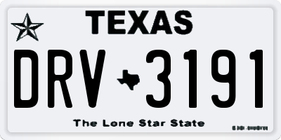 TX license plate DRV3191