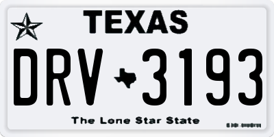 TX license plate DRV3193