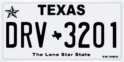 TX license plate DRV3201