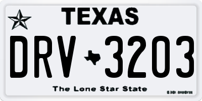 TX license plate DRV3203