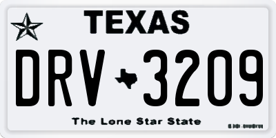 TX license plate DRV3209