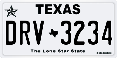 TX license plate DRV3234