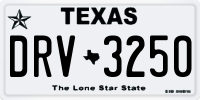 TX license plate DRV3250