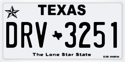 TX license plate DRV3251