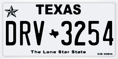 TX license plate DRV3254