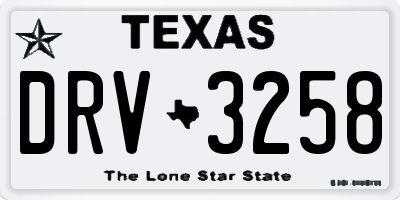 TX license plate DRV3258