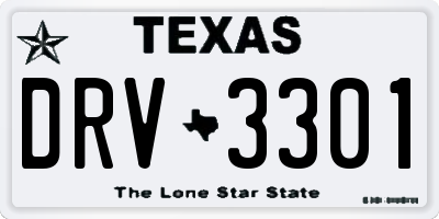TX license plate DRV3301