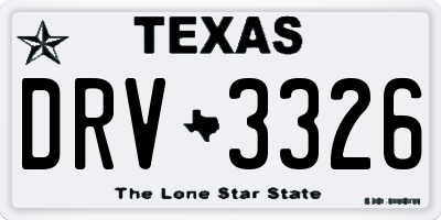 TX license plate DRV3326