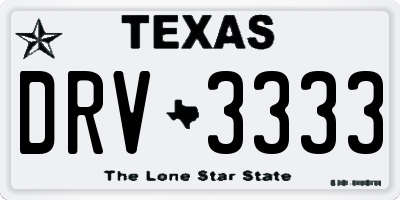 TX license plate DRV3333