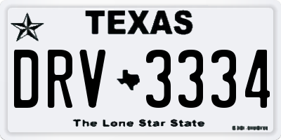 TX license plate DRV3334