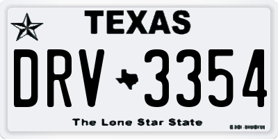 TX license plate DRV3354