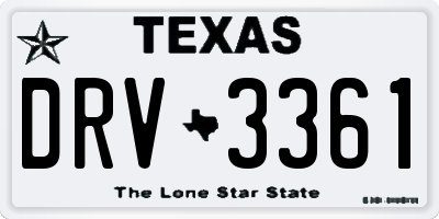 TX license plate DRV3361