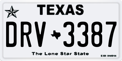 TX license plate DRV3387