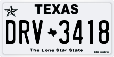 TX license plate DRV3418