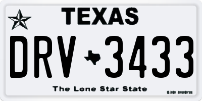 TX license plate DRV3433