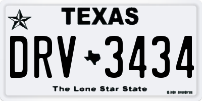 TX license plate DRV3434