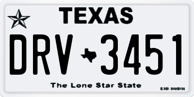 TX license plate DRV3451