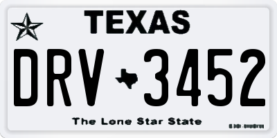 TX license plate DRV3452