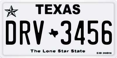 TX license plate DRV3456