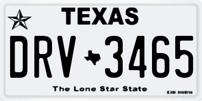 TX license plate DRV3465