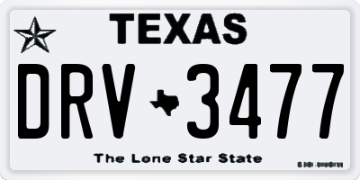 TX license plate DRV3477