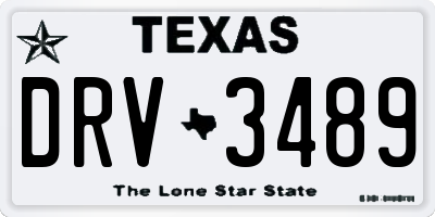 TX license plate DRV3489