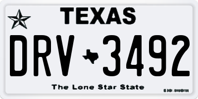 TX license plate DRV3492