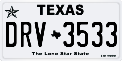 TX license plate DRV3533