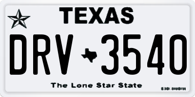 TX license plate DRV3540