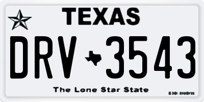TX license plate DRV3543