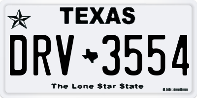 TX license plate DRV3554