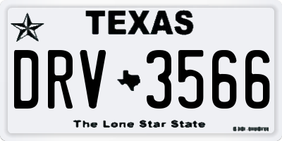 TX license plate DRV3566