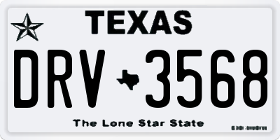 TX license plate DRV3568