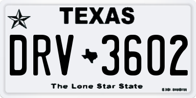 TX license plate DRV3602