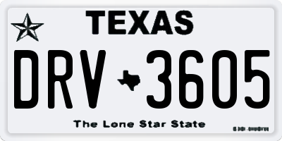 TX license plate DRV3605