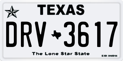 TX license plate DRV3617