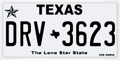 TX license plate DRV3623