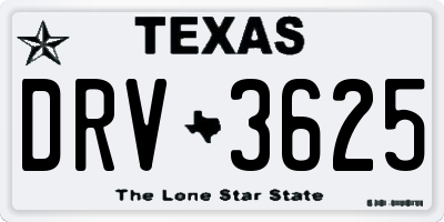TX license plate DRV3625