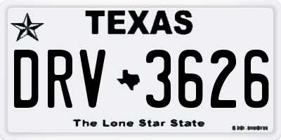 TX license plate DRV3626