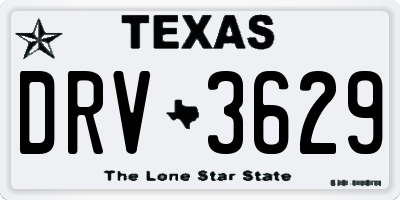 TX license plate DRV3629