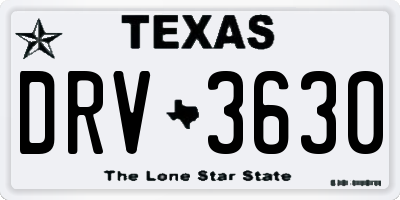 TX license plate DRV3630