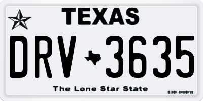 TX license plate DRV3635