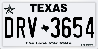 TX license plate DRV3654