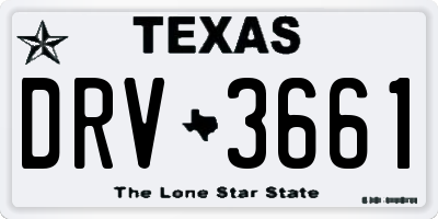 TX license plate DRV3661