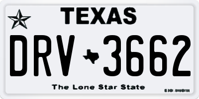 TX license plate DRV3662
