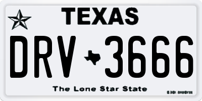 TX license plate DRV3666