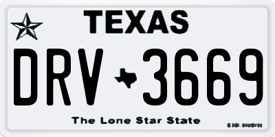 TX license plate DRV3669