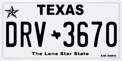 TX license plate DRV3670