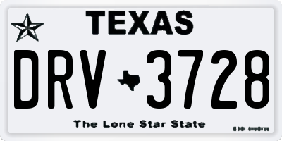 TX license plate DRV3728