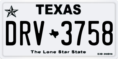 TX license plate DRV3758